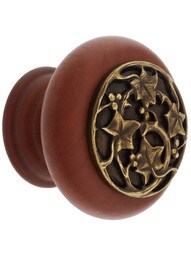 Hardwood Knob with Berries Onlay - 1 1/2" Diameter